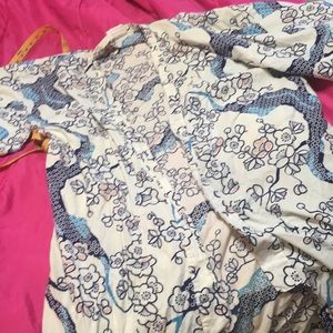 Vintage Japanese Atkins Kimono Robe Cotton Blue